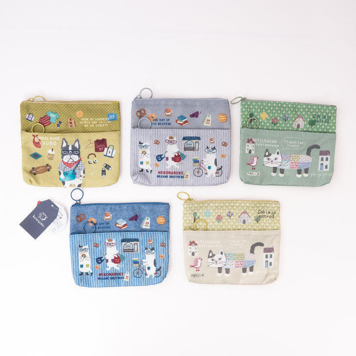 Kusuguru Japan Cat Card Holder Coin Purse Pouch
