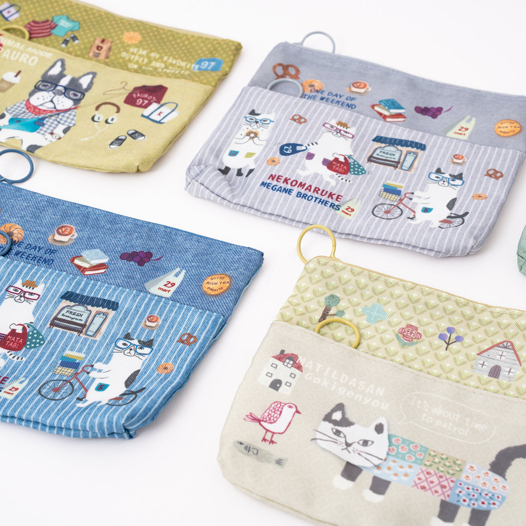 Kusuguru Japan Cat Card Holder Coin Purse Pouch