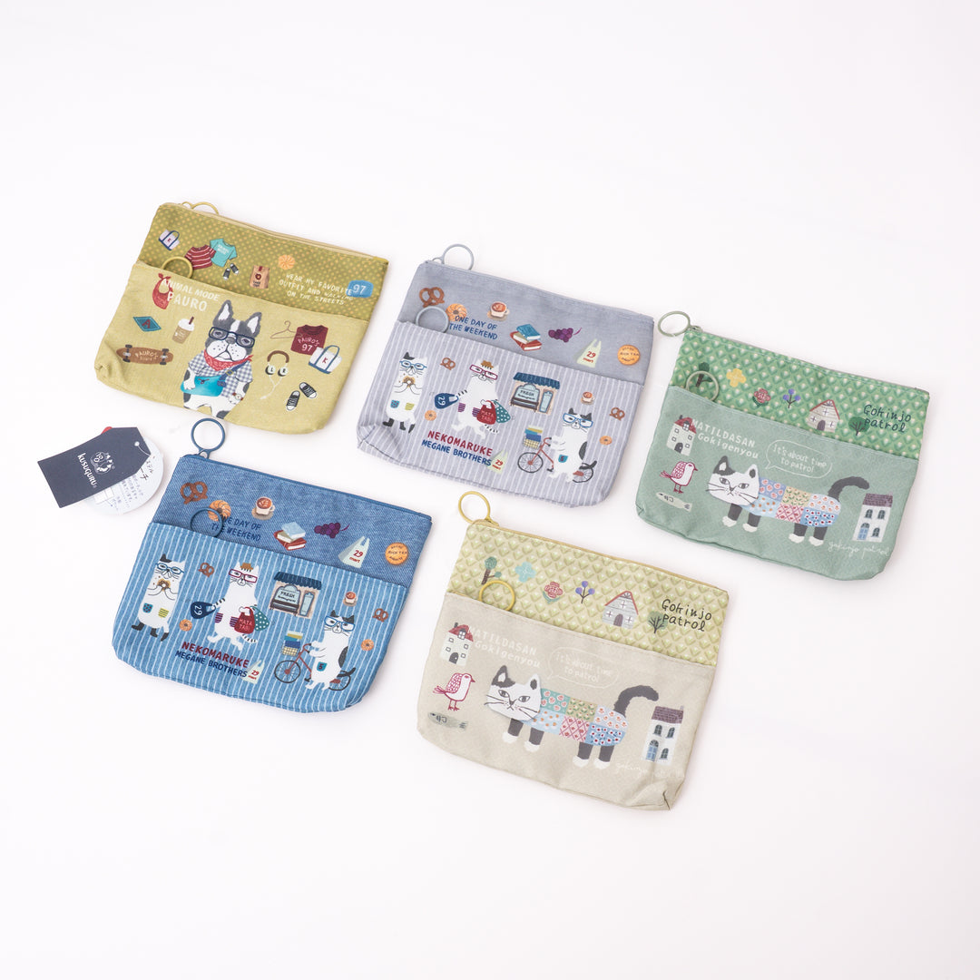Kusuguru Japan Cat Card Holder Coin Purse Pouch