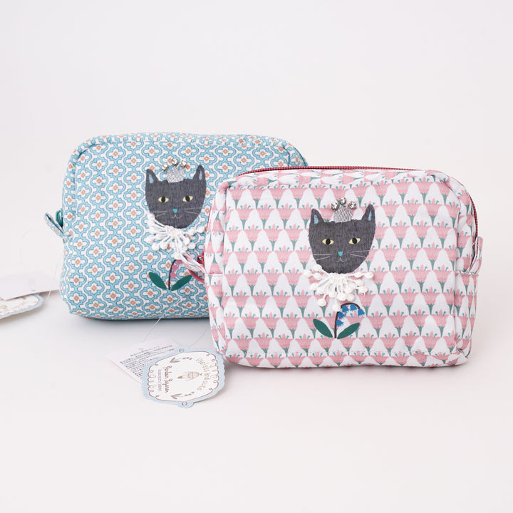 Kusuguru Japan Princess Black Cat Makeup Bag Organizer Pouch