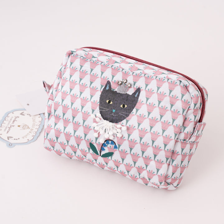 Kusuguru Japan Princess Black Cat Makeup Bag Organizer Pouch