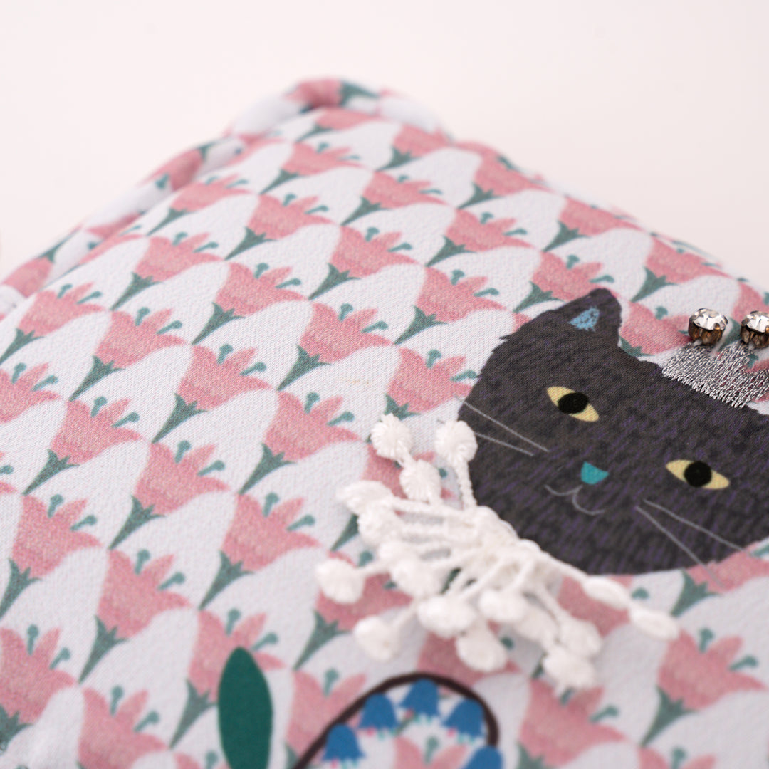 Kusuguru Japan Princess Black Cat Makeup Bag Organizer Pouch
