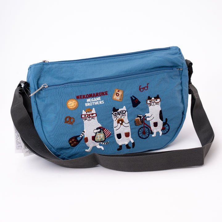 Kusuguru Japan Embroidered Cat Crossbody Bag Lightweight