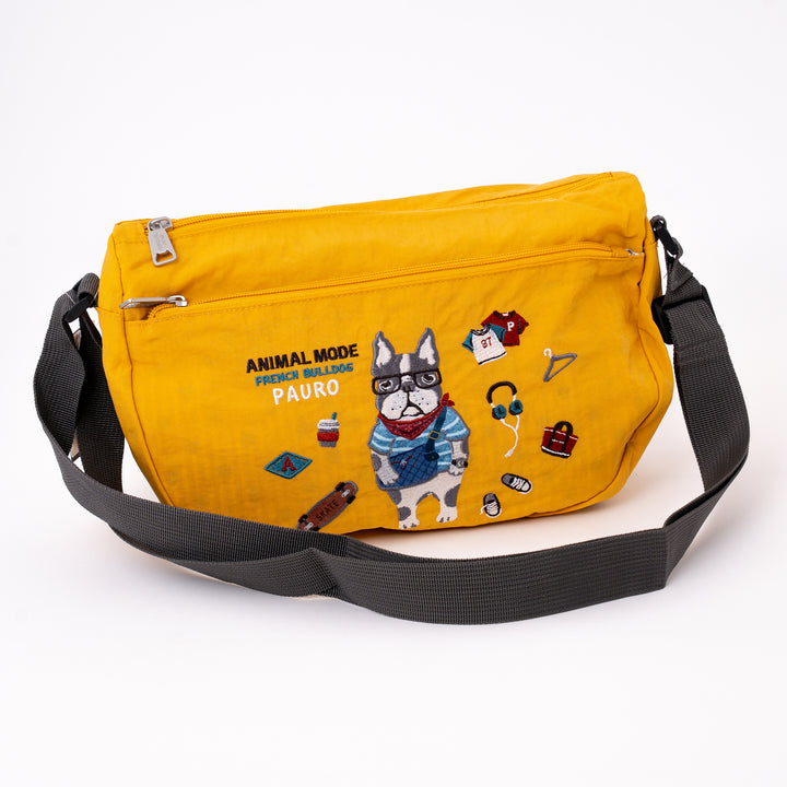 Kusuguru Japan Embroidered Cat Crossbody Bag Lightweight