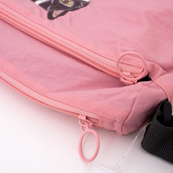 Kusuguru Japan Embroidered Cat Crossbody Bag Lightweight