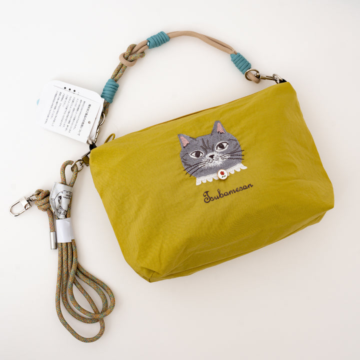 Kusuguru Japan Embroidered Cat Multi-Use Crossbody Bag