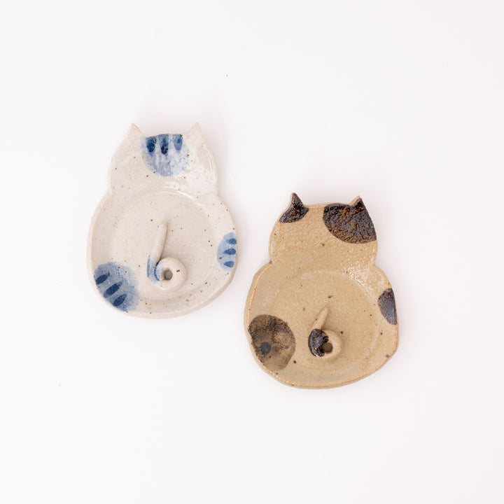 Handmade Ceramic Cat Tail Incense Holder & Ash Catcher Dish