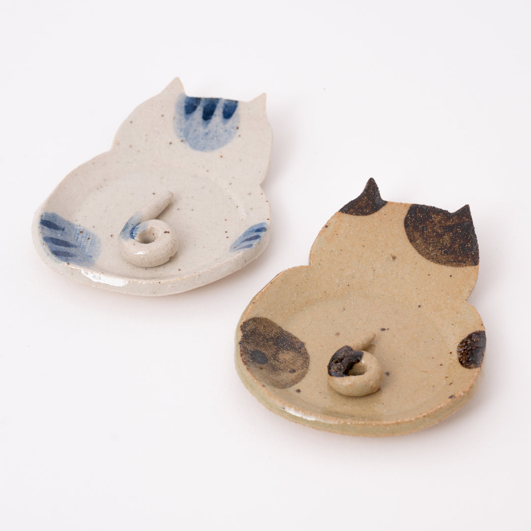Handmade Ceramic Cat Tail Incense Holder & Ash Catcher Dish