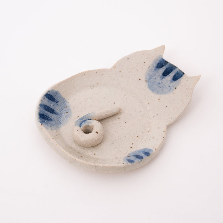 Handmade Ceramic Cat Tail Incense Holder & Ash Catcher Dish