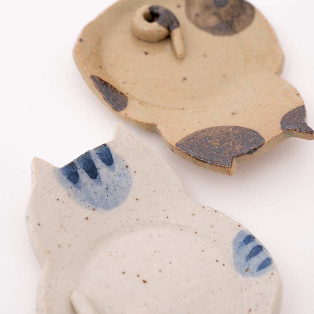 Handmade Ceramic Cat Tail Incense Holder & Ash Catcher Dish