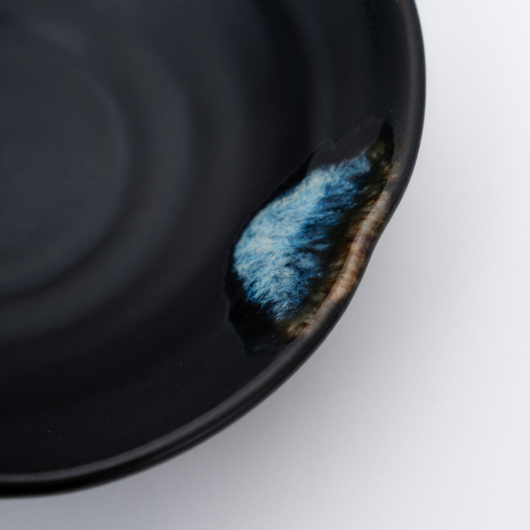 Black Kobachi Bowl with Melted Snow Glaze