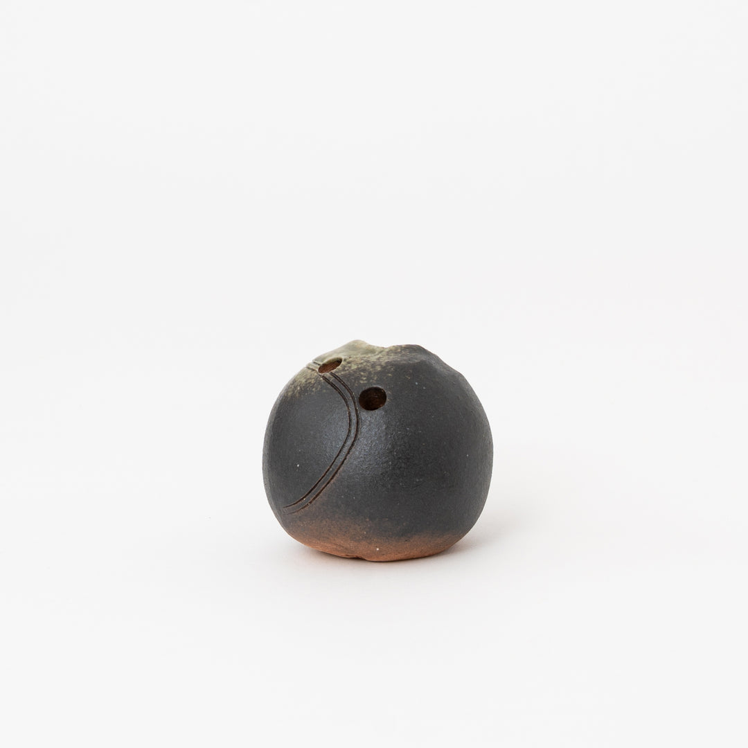 Shigaraki Ware Mini Vase – Charcoal Organic Form