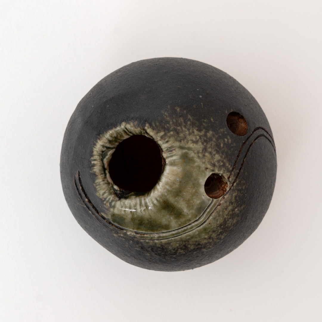 Shigaraki Ware Mini Vase – Charcoal Organic Form