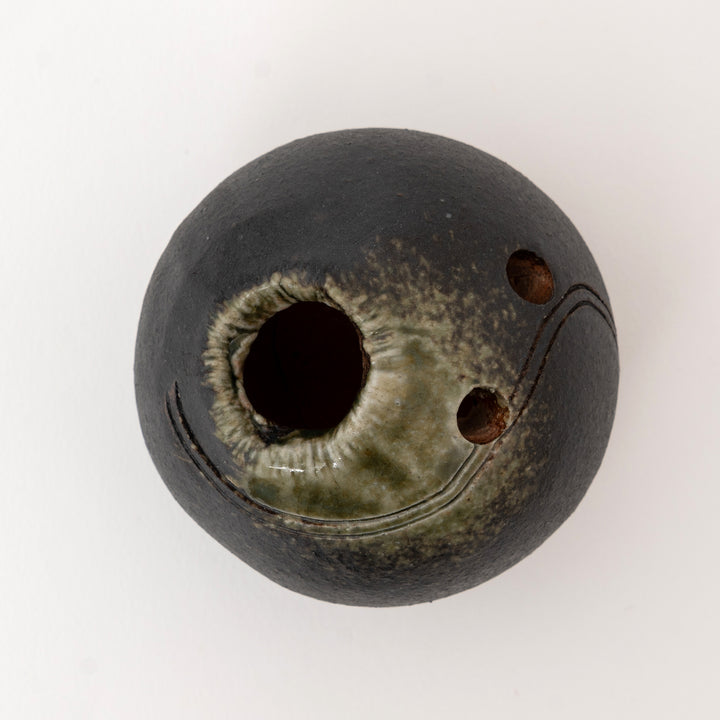 Shigaraki Ware Mini Vase – Charcoal Organic Form