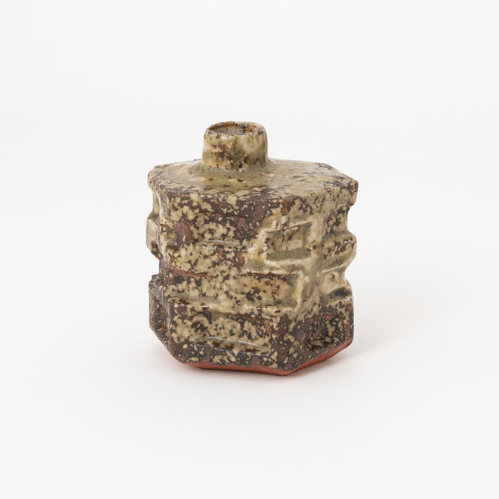 Shigaraki Ware Mini Vase – Mottled Earth Block