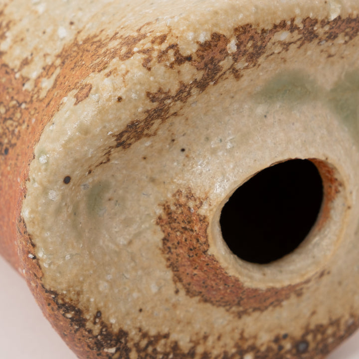Small single-stem opening on natural glaze Shigaraki flower vase