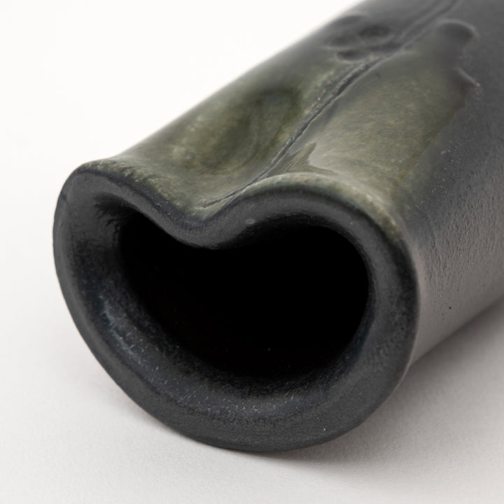 Shigaraki Ware Mini Vase – Olive Green Botanical