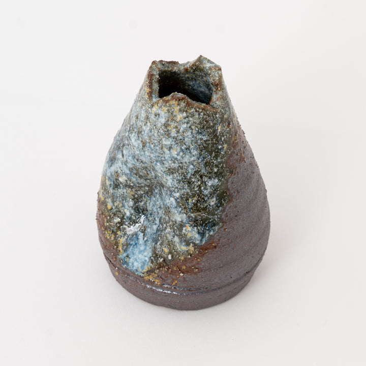 Shigaraki Ware Mini Vase – Blue Cascade