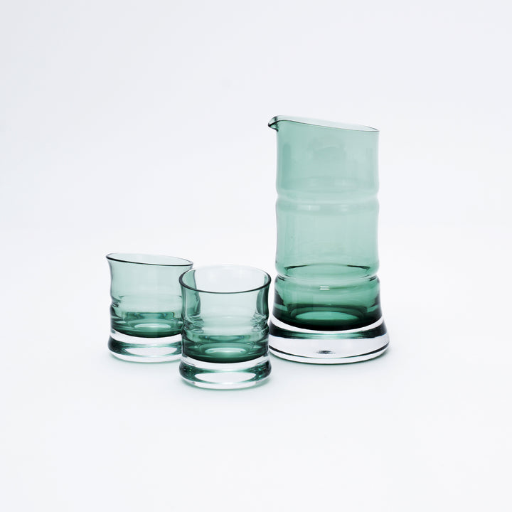 Hirota Green Bamboo Edo Glass Sake Set