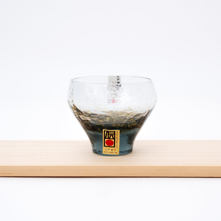 Handmade Edo Glass Gold Leaf Sake Cup | Blue