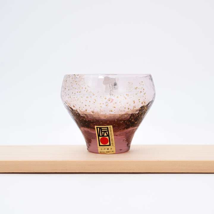 Handmade Edo Glass Gold Leaf Sake Cup | Red