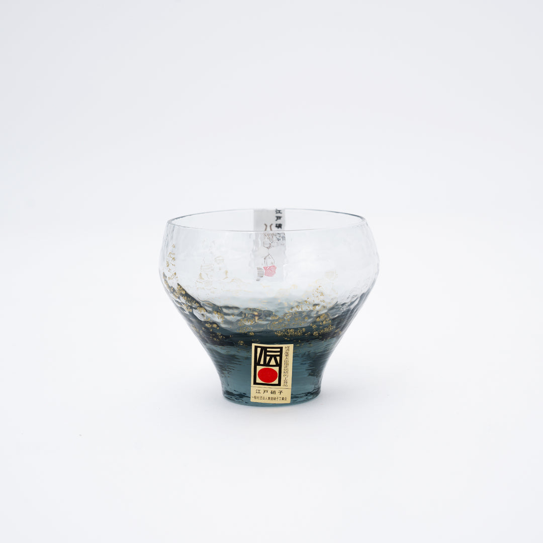 Handmade Edo Glass Gold Leaf Sake Cup | Blue