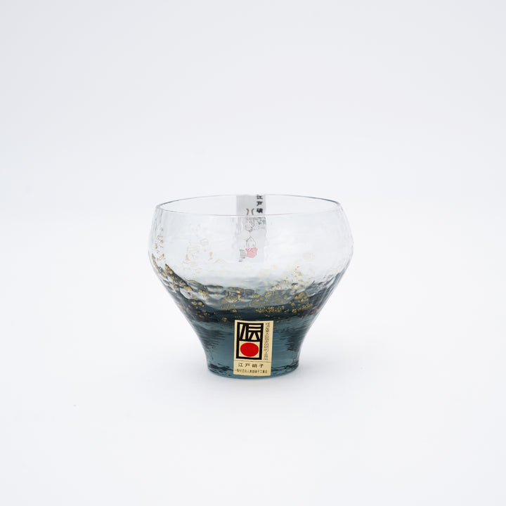 Handmade Edo Glass Gold Leaf Sake Cup | Blue