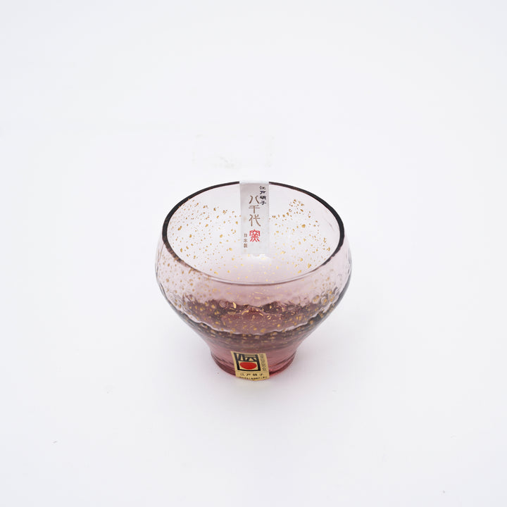 Handmade Edo Glass Gold Leaf Sake Cup | Red