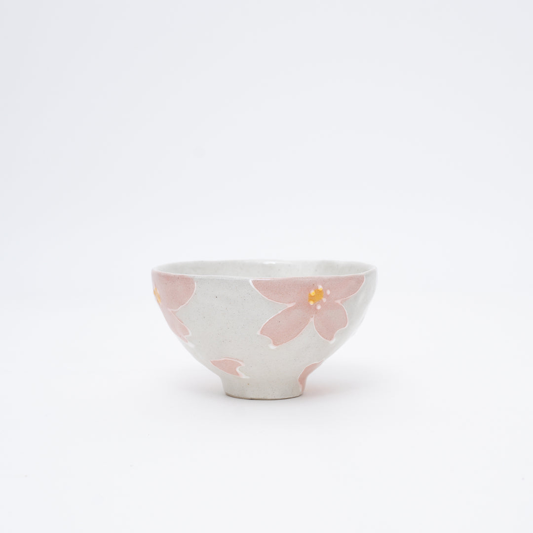 Handmade Flower Rice bowl White and Pink