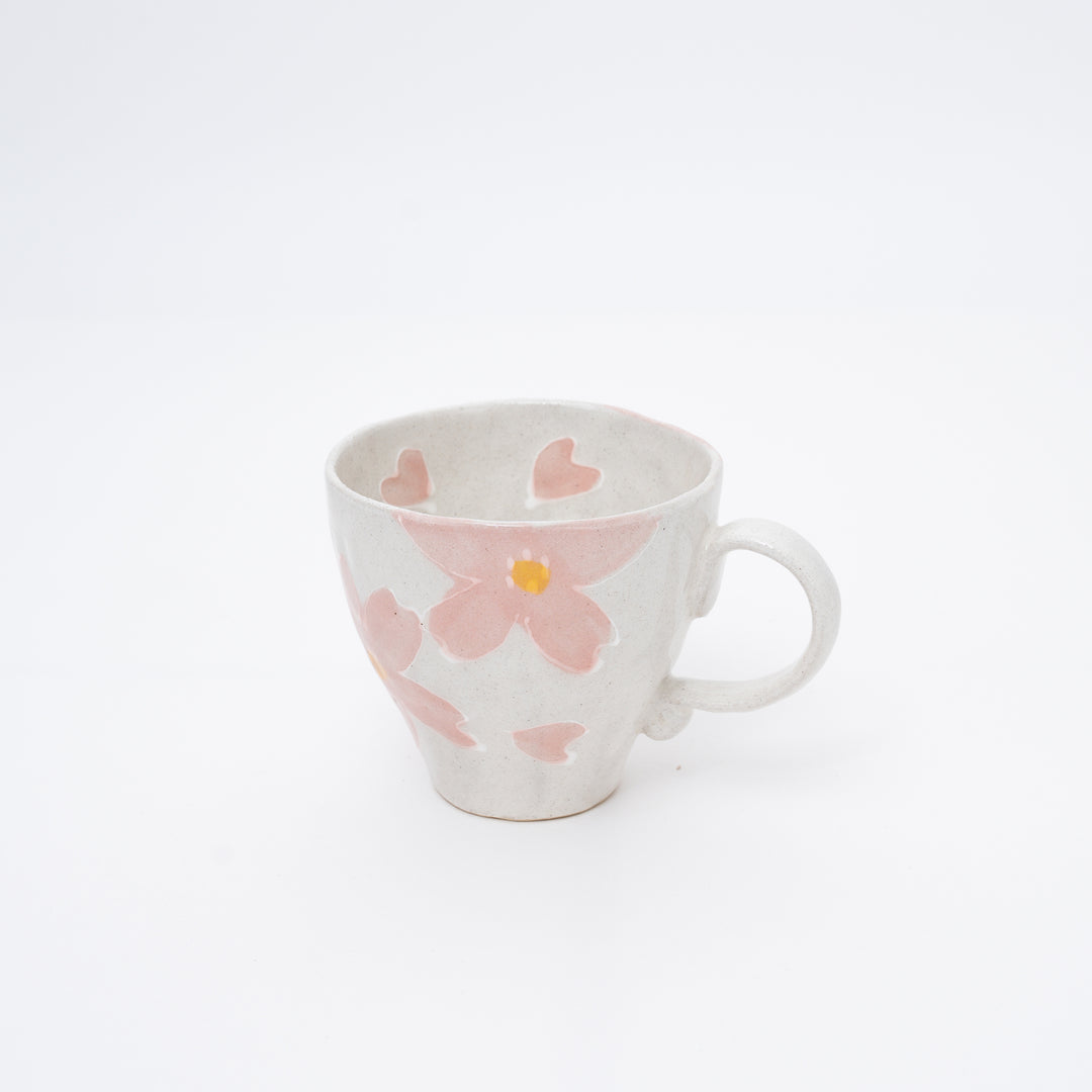 Handmade flower mug Pink and white