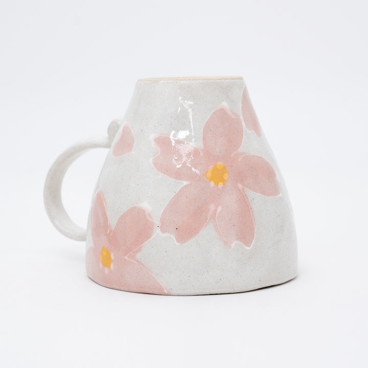 Handmade Flower Mug | White