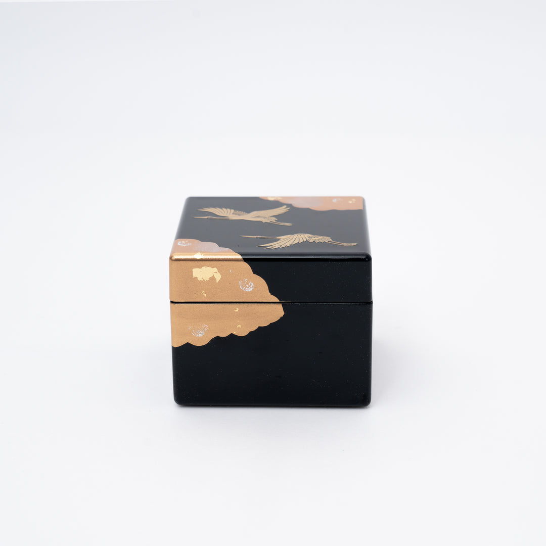 Handmade Gold Crane & Cloud Jewelry Box | Black