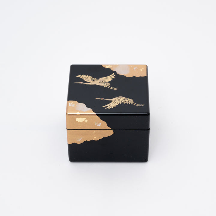 Handmade Gold Crane & Cloud Jewelry Box | Black