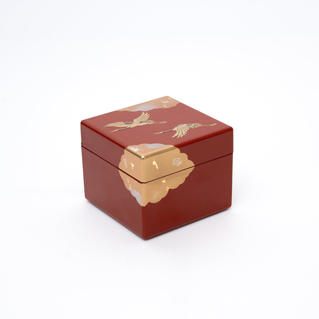 Handmade Gold Crane & Cloud Jewelry Box | Red