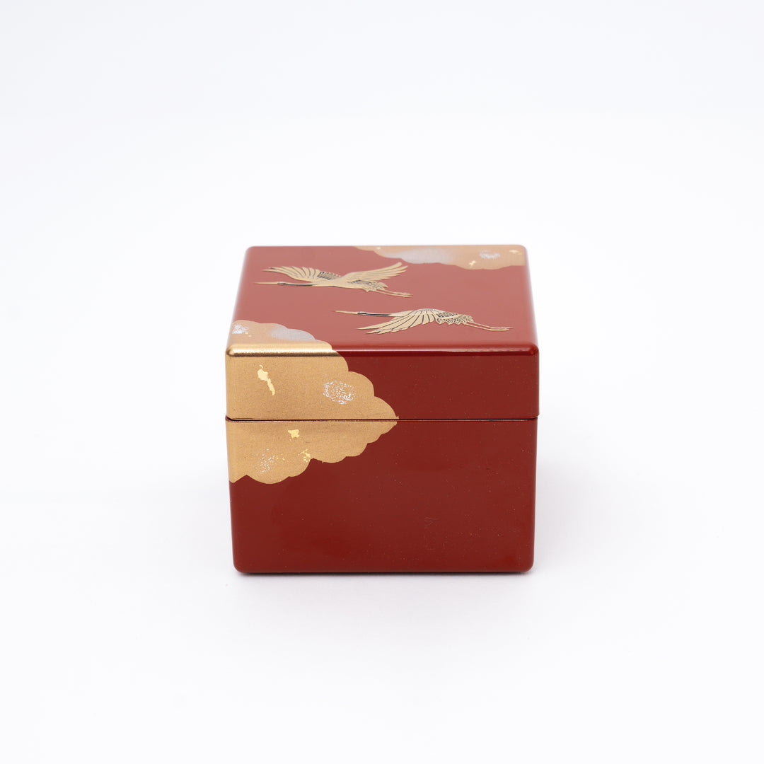 Handmade Gold Crane & Cloud Jewelry Box | Red