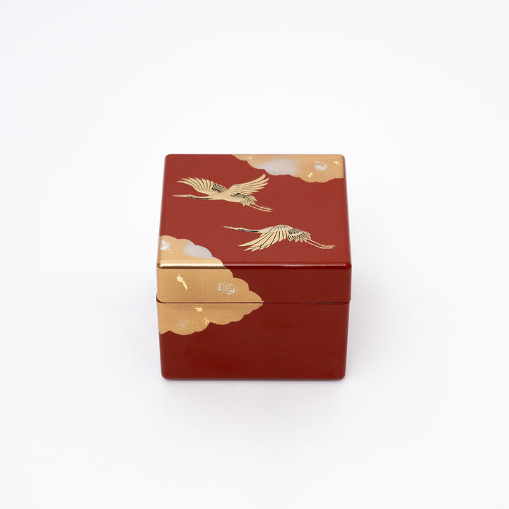 Handmade Gold Crane & Cloud Jewelry Box | Red