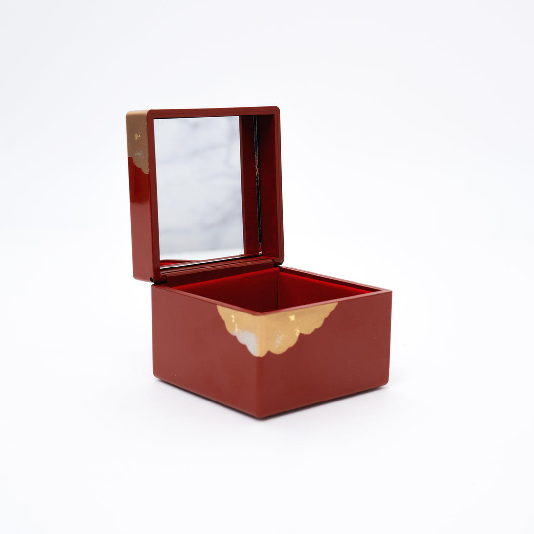 Handmade Gold Crane & Cloud Jewelry Box | Red