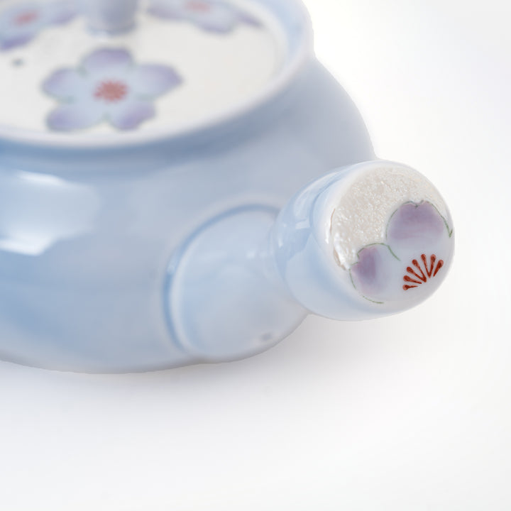 Japanese 225 mL lilac-purple sakura teapot detail