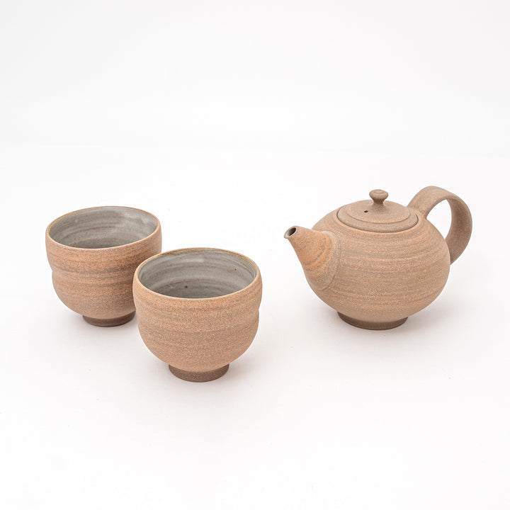 Handmade Tokoname Yakishime Teapot Set by Uchiyama Chizuko