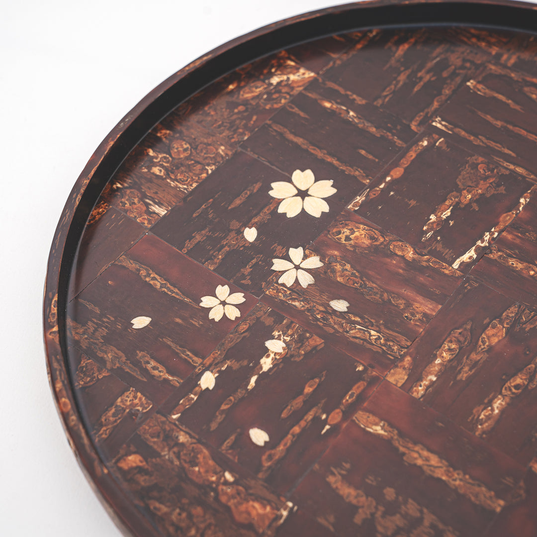 Handcrafted Yatsuyanagi Akita Cherry Bark Round  Tea Tray