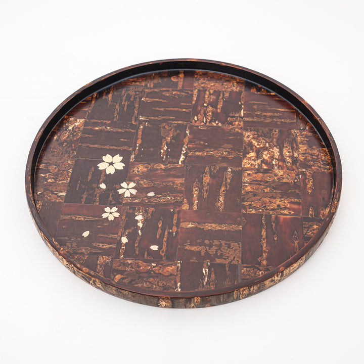 Handcrafted Yatsuyanagi Akita Cherry Bark Round  Tea Tray