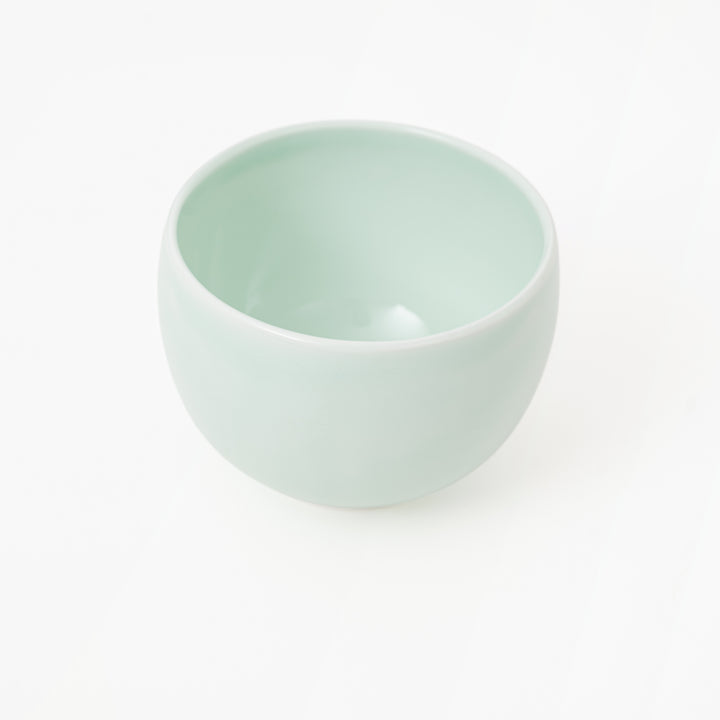 Pale celadon matcha bowl with 11.3 cm mouth diameter