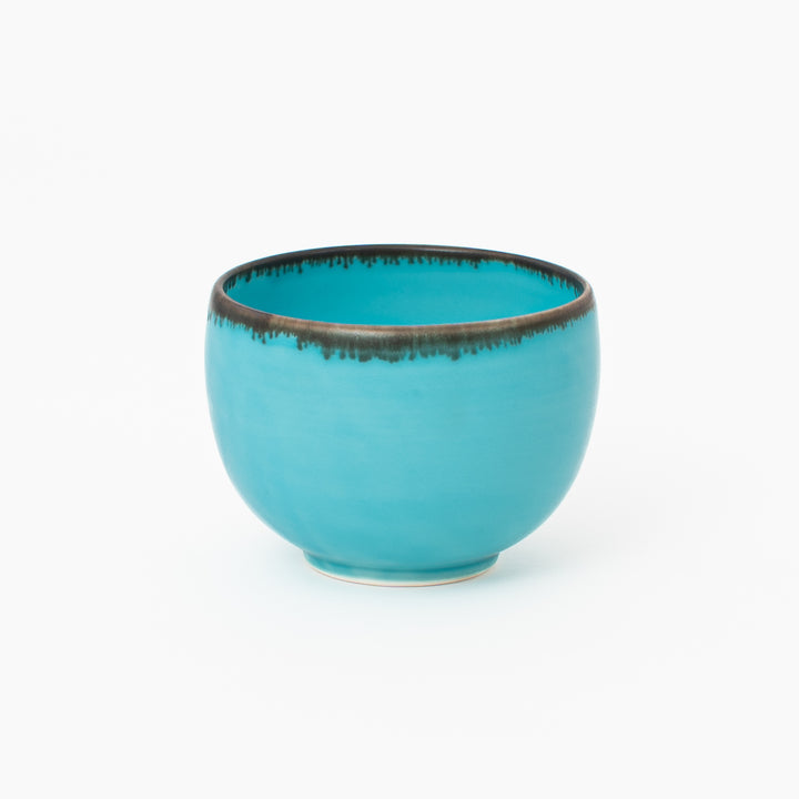 Japanese turquoise blue glazed matcha bowl TY1429 600 mL front view