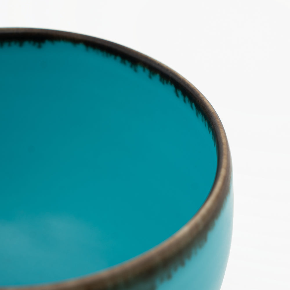 Japanese matcha bowl turquoise glaze 11.3 cm mouth diameter