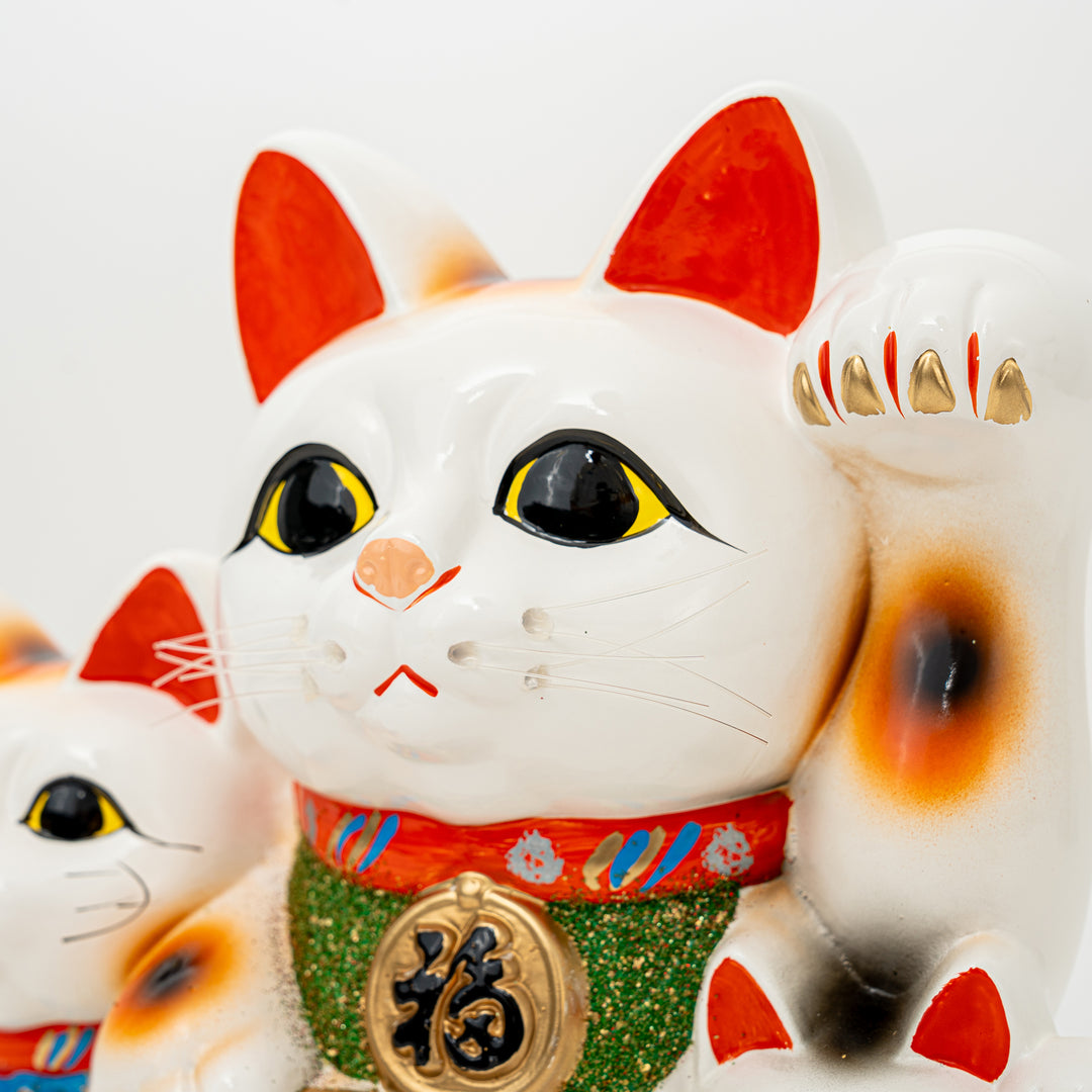 Tokoname White Maneki Neko Lucky Cat | Large