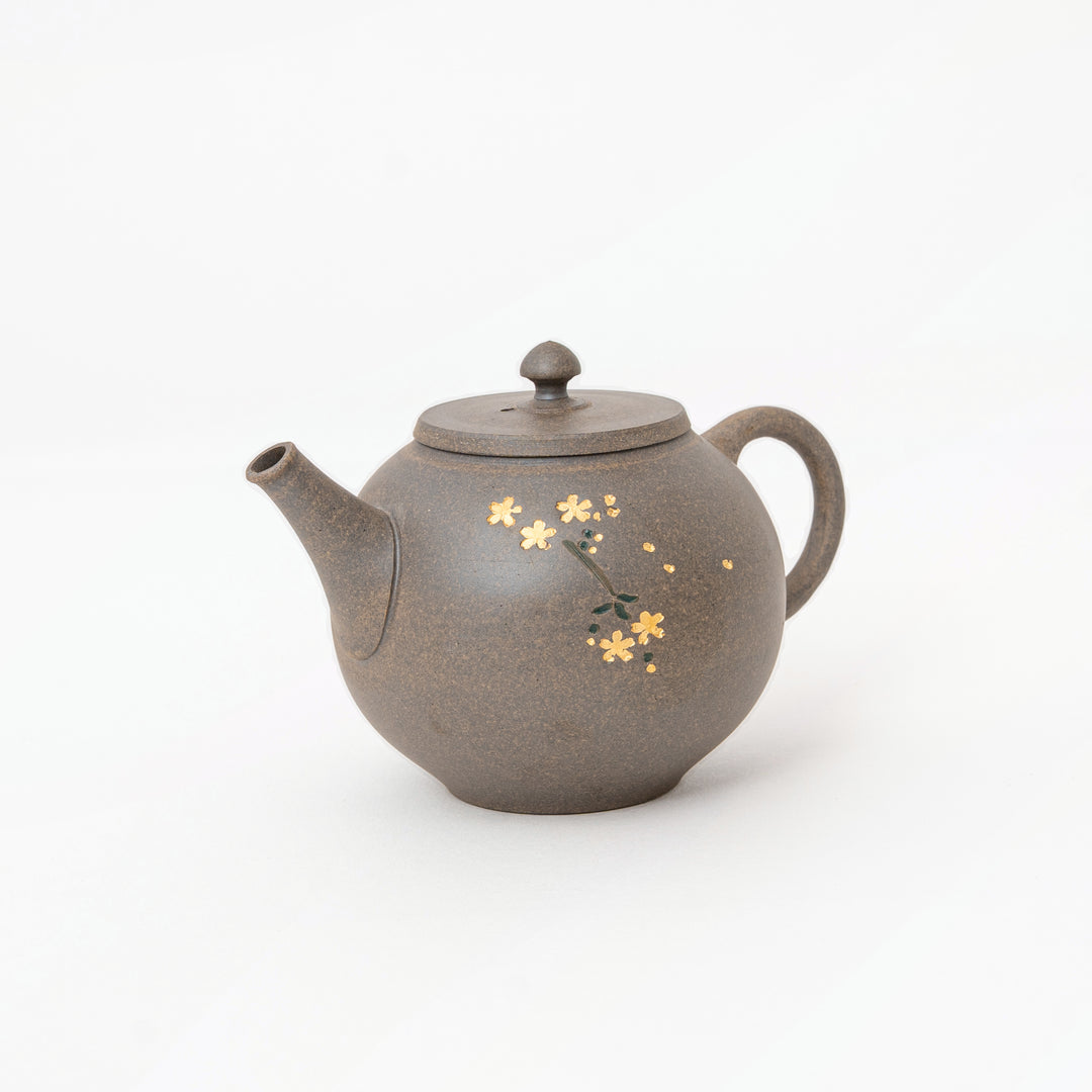 Seiho Japanese rear-handle round kyusu with finely fitted inro lid
