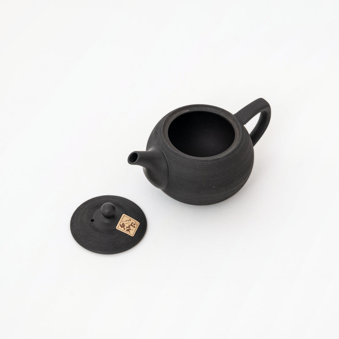 200 mL black Tokoname ware rear-handle tea pot