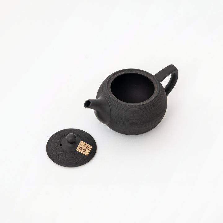 200 mL black Tokoname ware rear-handle tea pot