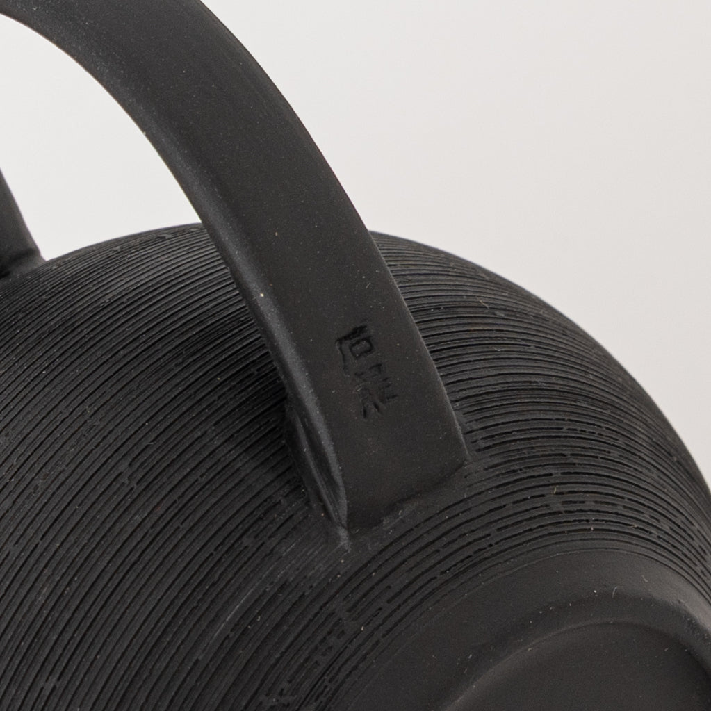 Black ceramic rear-handle teapot, companion color to red clay NO229