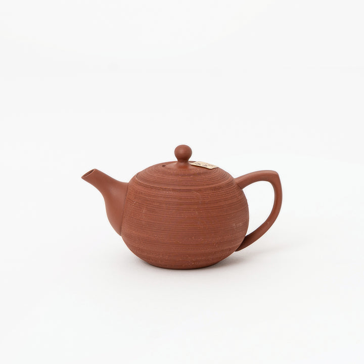 Tokoname red clay Matsukawa textured rear-handle teapot by Sekiryu Kiln, 200 mL